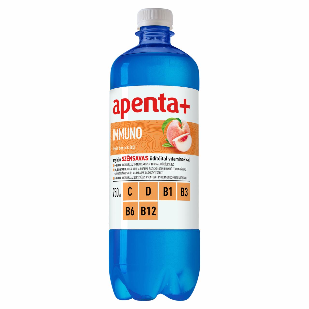 Képek - Apenta+ Immuno fehér barack ízű, enyhén szénsavas üdítőital 750 ml