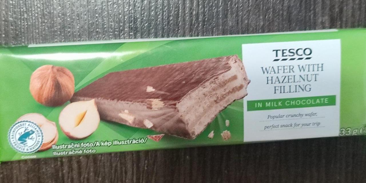 Képek - Wafer with hazelnut filling in milk chocolate Tesco