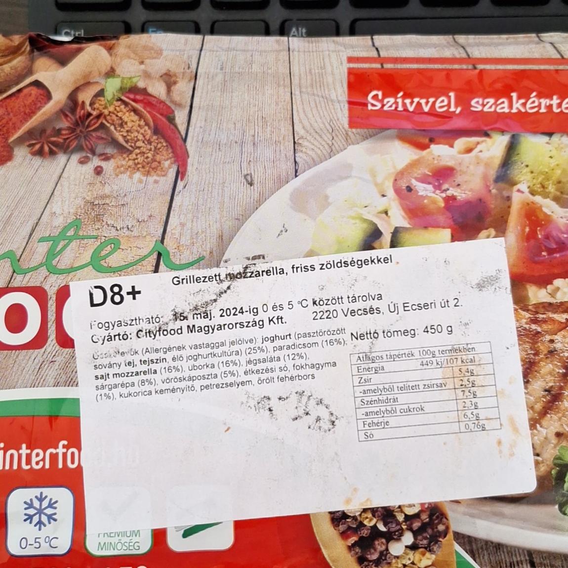 Képek - D8+ grillezett mozzarella friss zöldségekkel Interfood