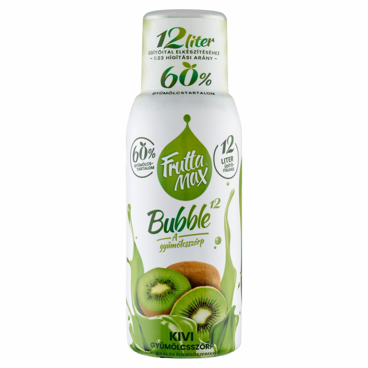 Képek - FruttaMax Bubble¹² kivi gyümölcsszörp cukorral és édesítőszerekkel 500 ml 