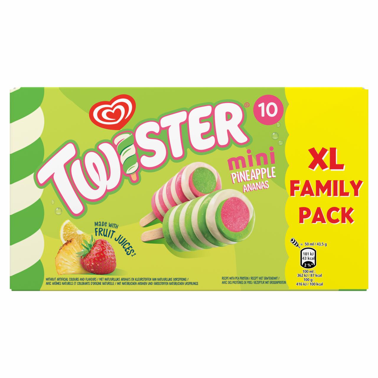 Képek - Twister Mini ananász ízű jégkrém eper-citrom ízű vizes és lime jégkrémmel 10 x 50 ml (500 ml)