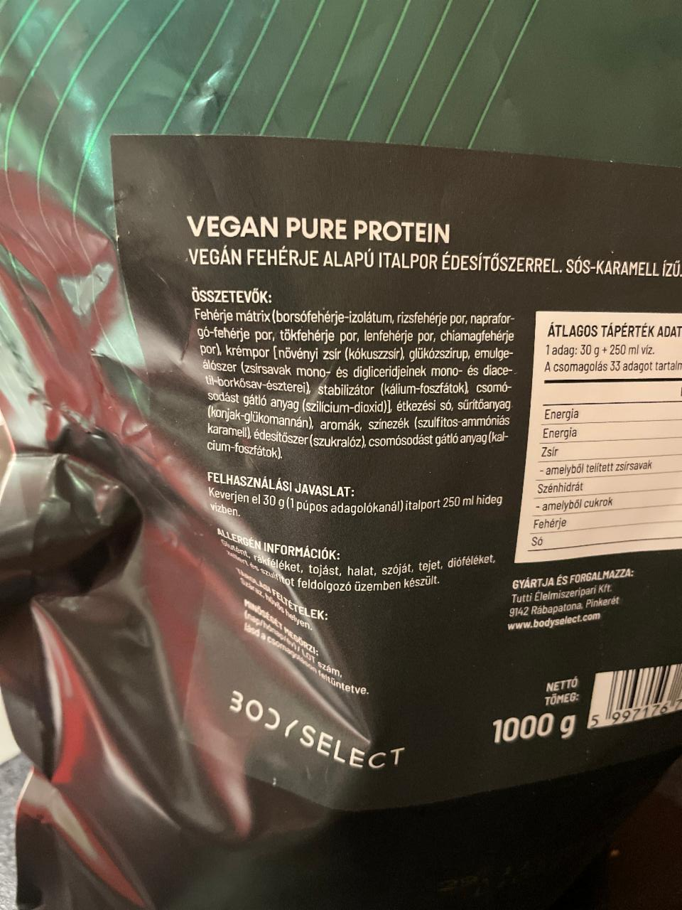 Vegan Pure Protein Sós Karamell Body Select Kalória Kj és Tápértékek Dine4fithu 2099