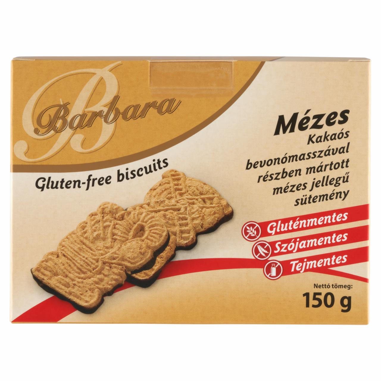 Képek - Barbara Mézes gluténmentes kakaós bevonómasszával részben mártott mézes jellegű sütemény 150 g