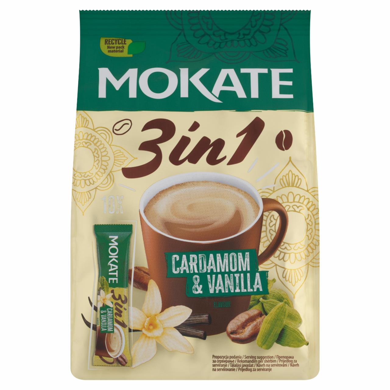 Képek - Mokate 3in1 instant kávéitalpor vanília ízű, kardamommal 10 x 17 g (170 g)