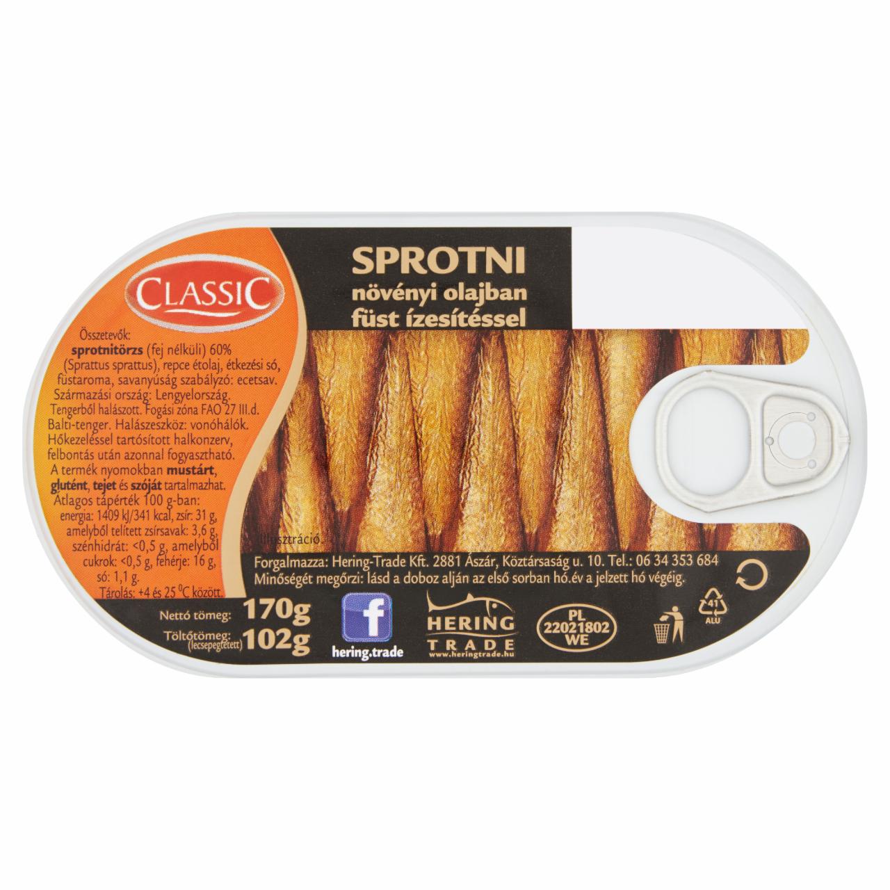 Képek - Classic sprotni növényi olajban füst ízesítéssel 170 g