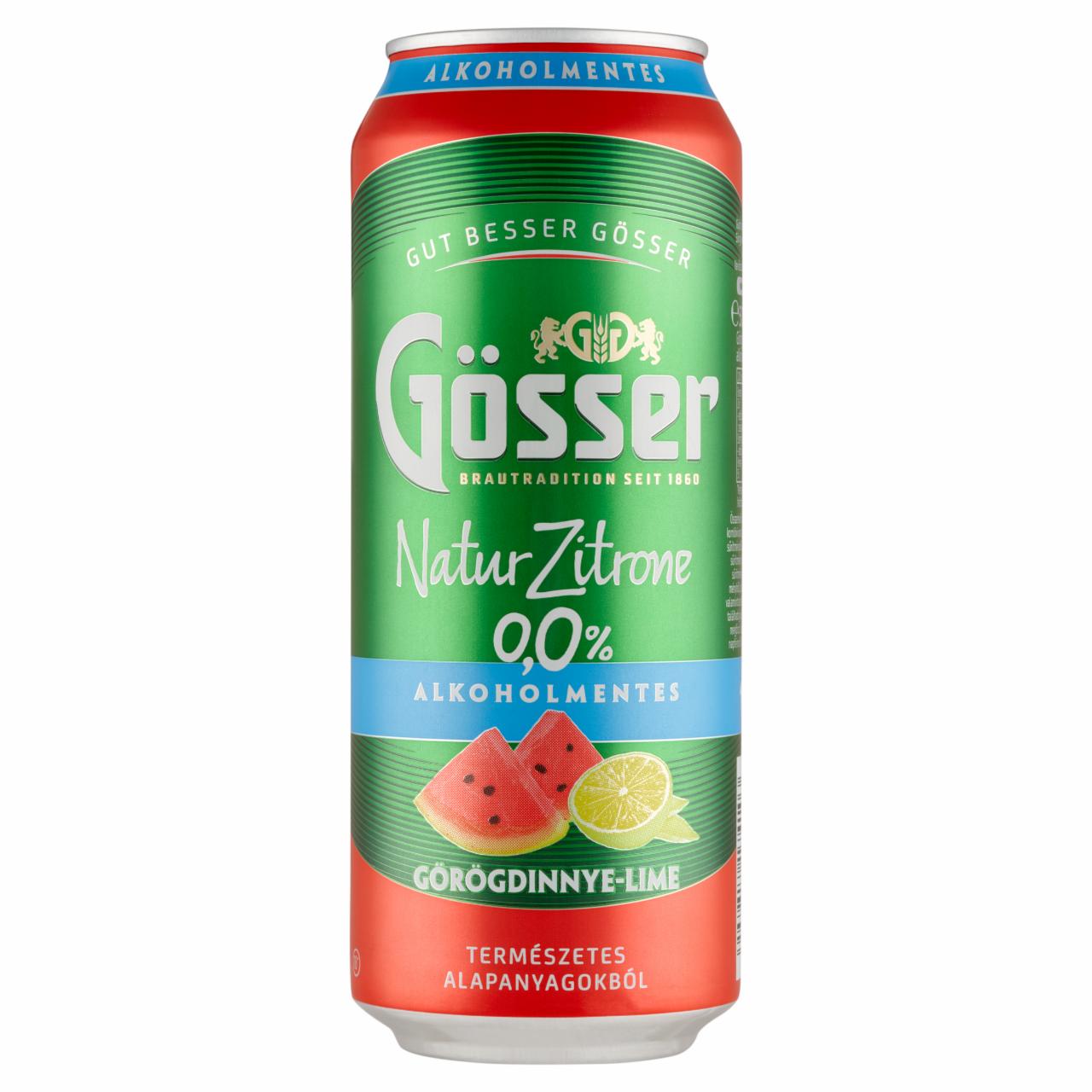 Képek - Gösser Natur Zitrone görögdinnye-lime ízű alkoholmentes sörital 0,0% 500 ml