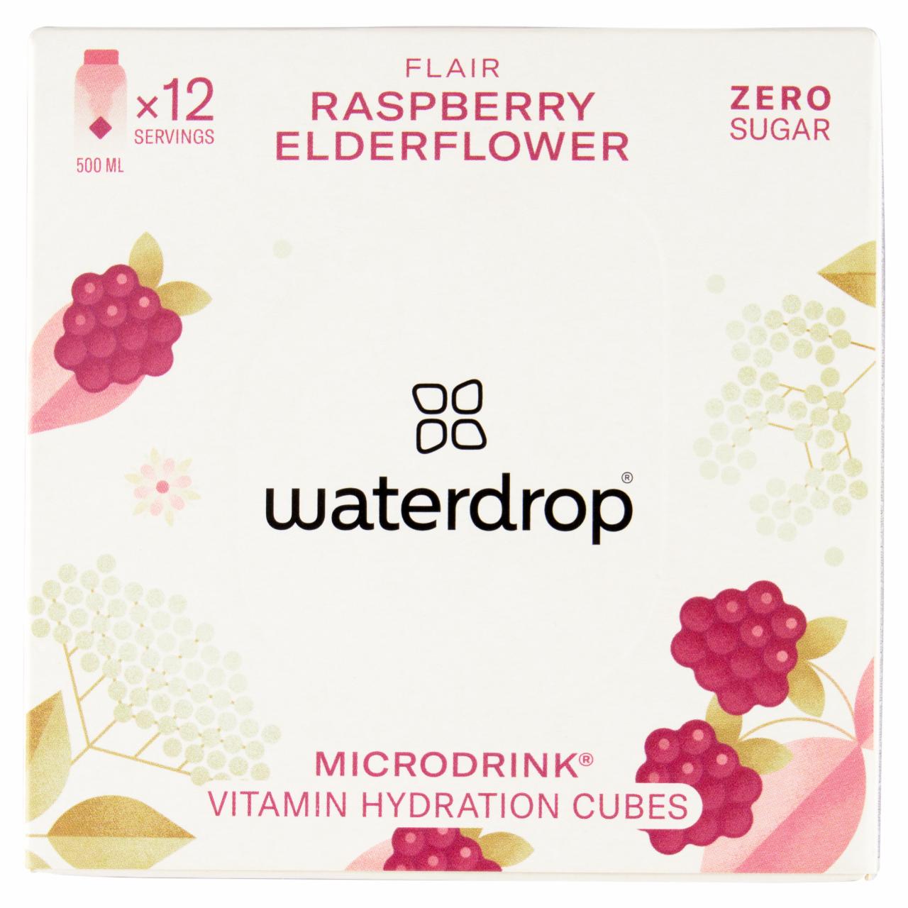 Képek - Waterdrop Flair málna-bodzavirág-hársfavirág ízű pezsgő kocka ital készítéséhez 12 x 2,1 g (25,2 g)