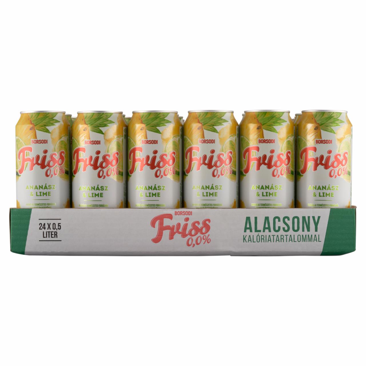 Képek - Borsodi Friss 0,0% ananász-lime ízű ital és alkoholmentes világos sör keveréke 24 x 0,5 l