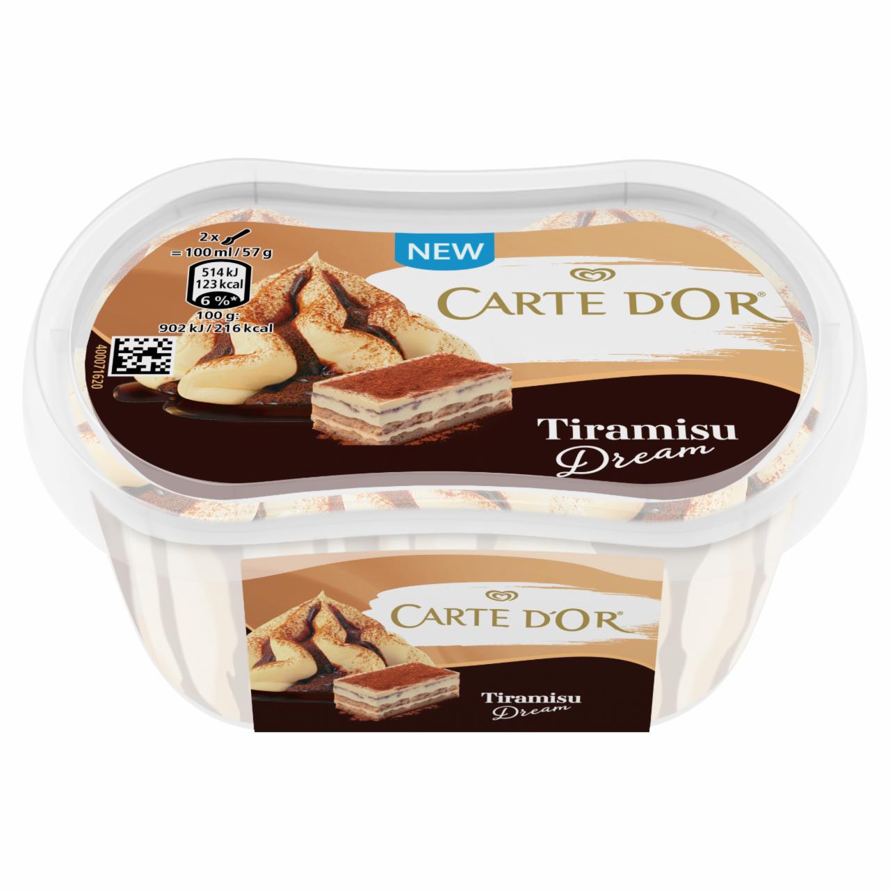 Képek - Carte D'Or Tiramisu Dream tiramisu ízű jégkrém kávés szósszal kávé ízű kekszdarabkákkal 200 ml