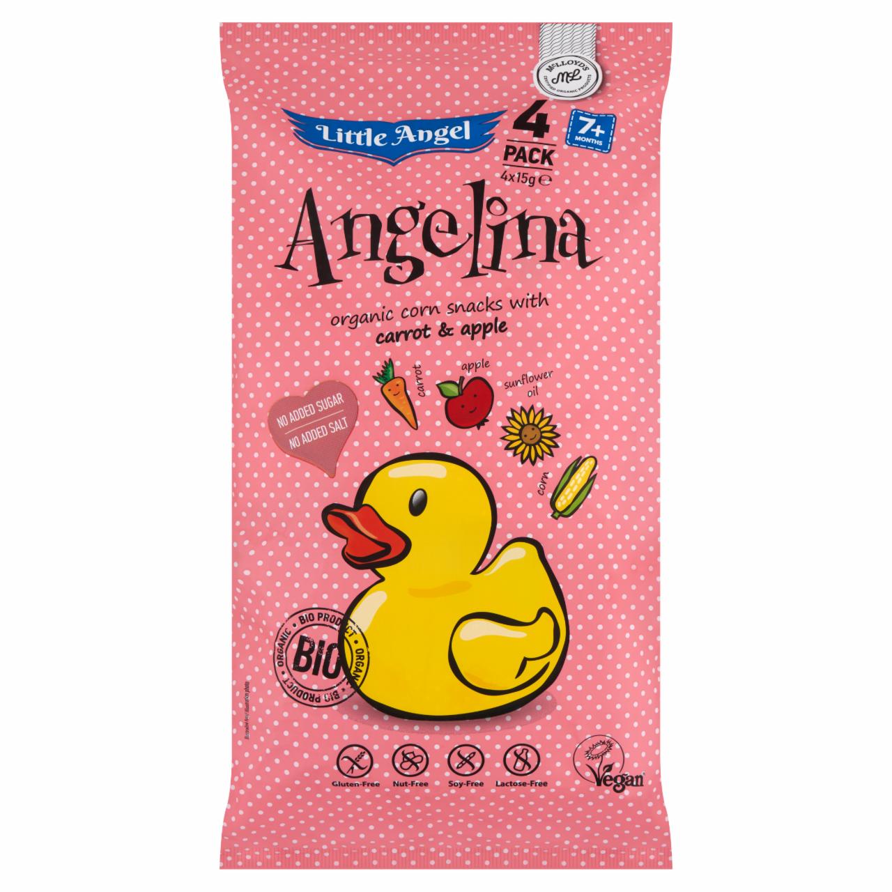 Képek - Little Angel Angelina extrudált kukoricás bio snack répával és almával 4 x 15 g (60 g)