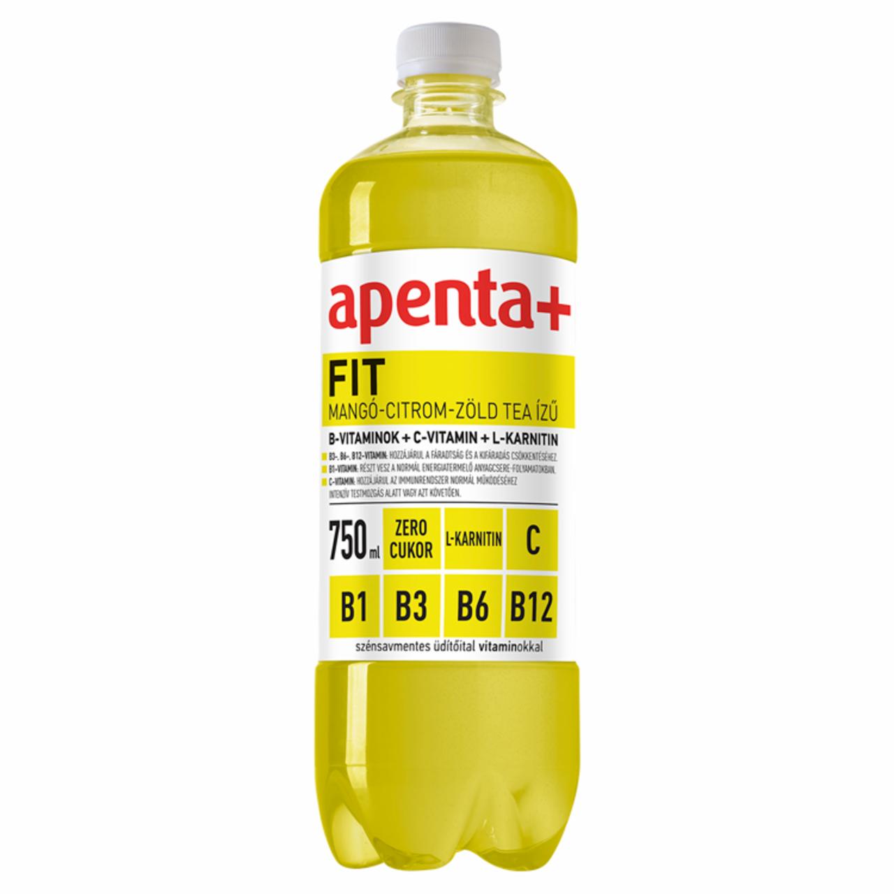 Képek - Apenta+ Fit mangó-citrom-zöld tea ízű szénsavmentes, energiamentes üdítőital édesítőszerekkel 750 ml