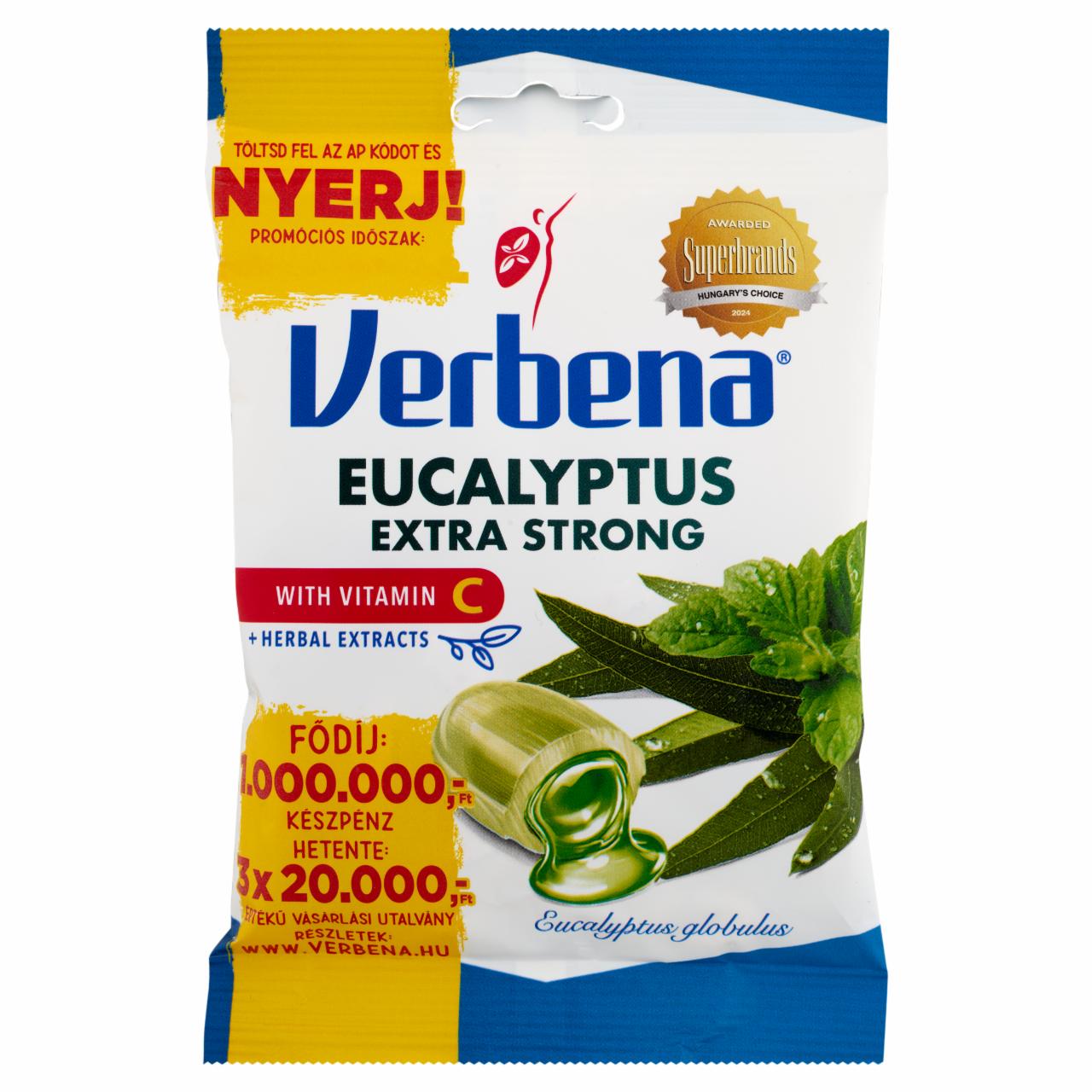 Képek - Verbena töltött keménycukorka eukaliptusz-mentol kivonattal és C-vitaminnal 60 g