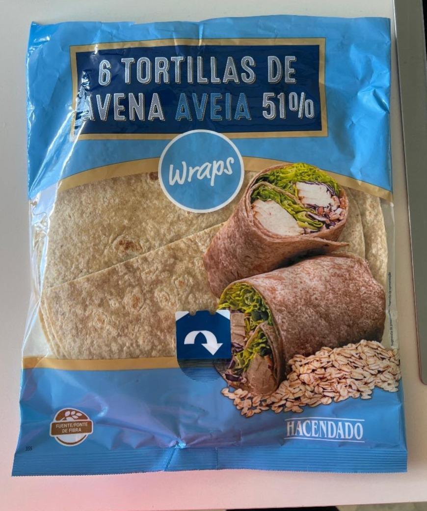 Képek - 6 tortillas de avena aveia 51% wraps Hacendado