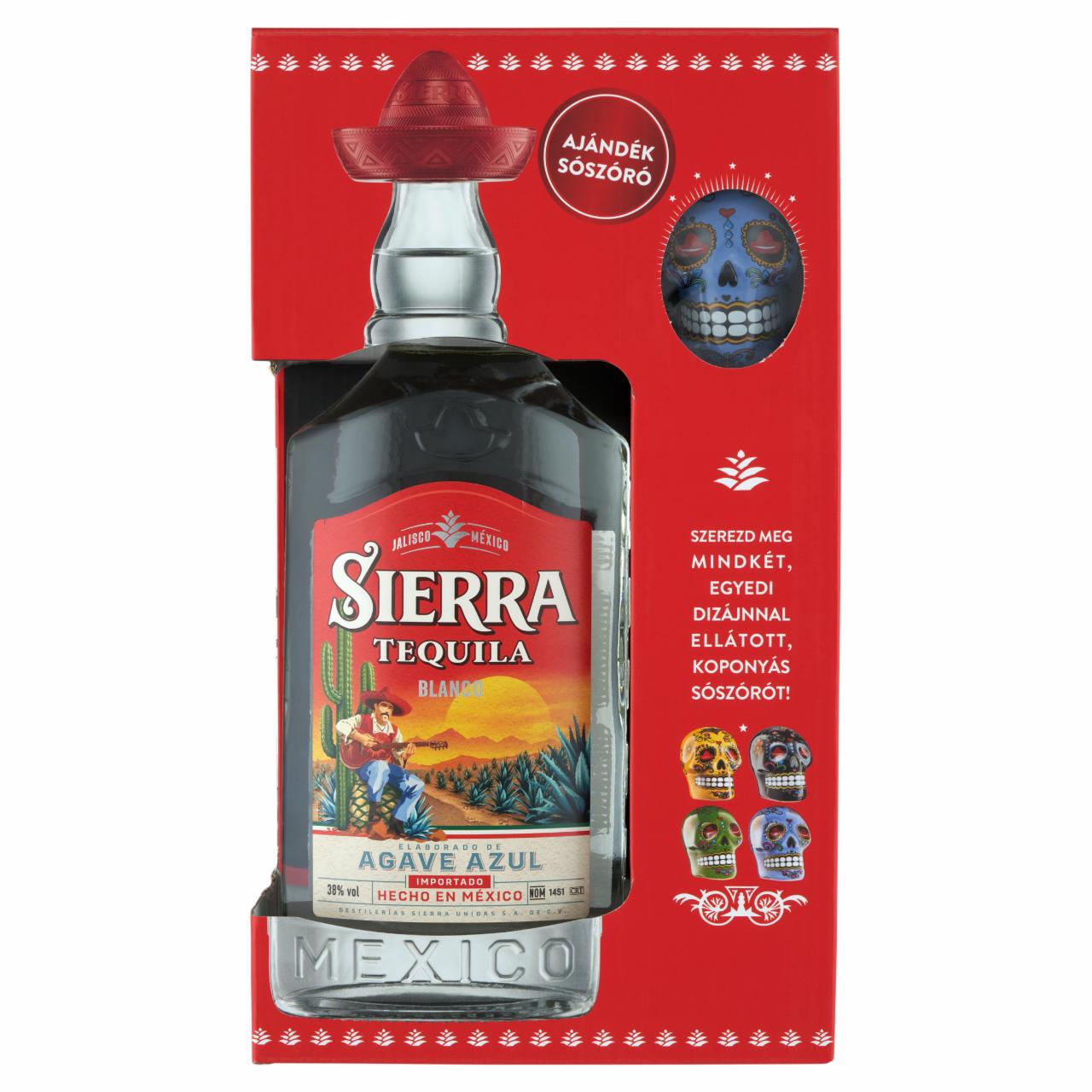 Képek - Sierra Tequila Blanco mexikói agávépárlat 38% 0,7 l + ajándék sószóró