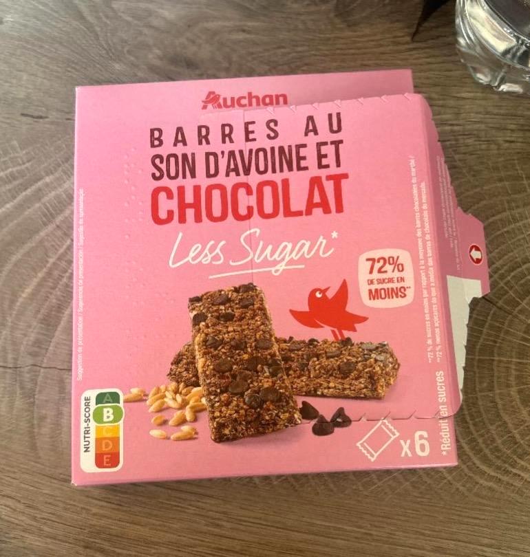 Képek - Barres au son d'avoine et chocolat Less sugar Auchan