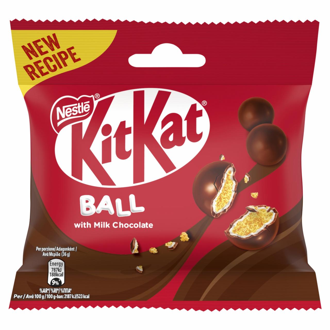 Képek - KitKat Ball ropogós búzapehelygolyók fehér krémmel és tejcsokoládéval bevonva 36 g