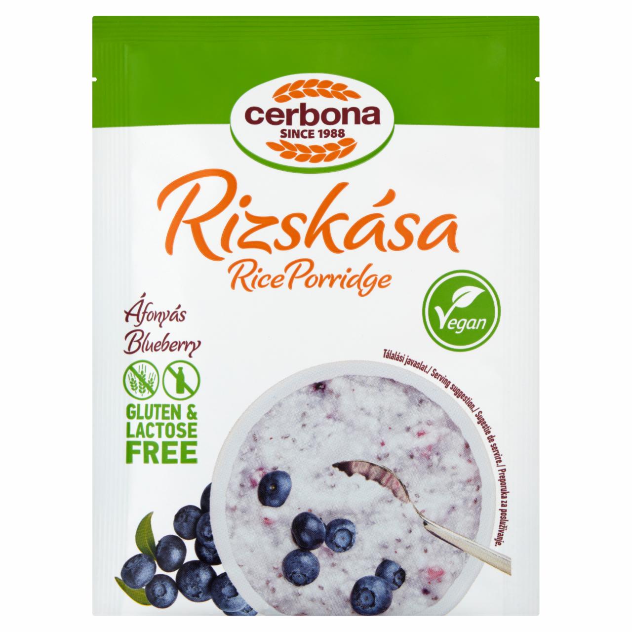 Képek - Cerbona Vegan gluténmentes, laktózmentes áfonyás rizskása 45 g