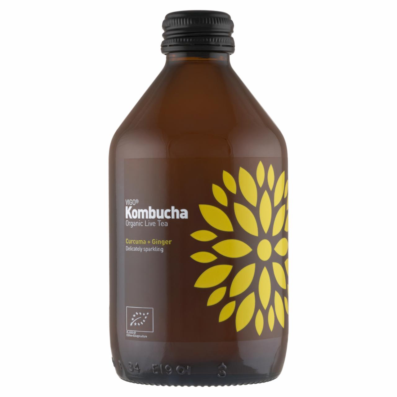 Képek - Vigo Kombucha kurkuma-gyömbér organikus élő tea 330 ml