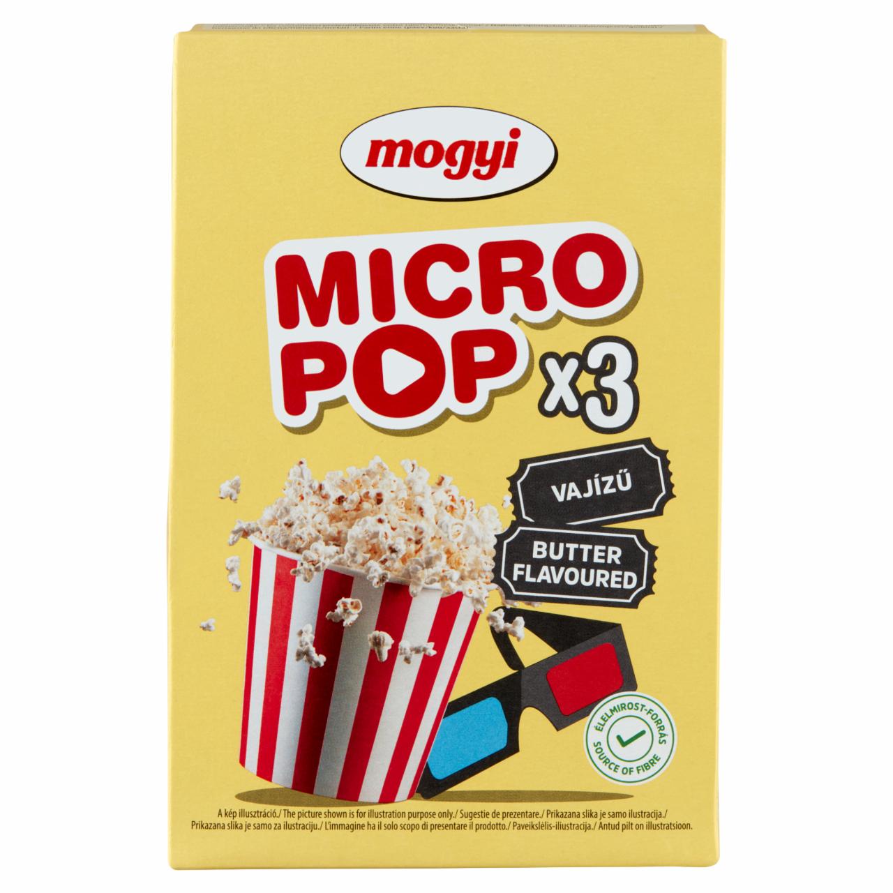 Képek - Mogyi Micro Pop mikrohullámú sütőben elkészíthető vajízű pattogatni való kukorica 3 x 100 g (300 g)