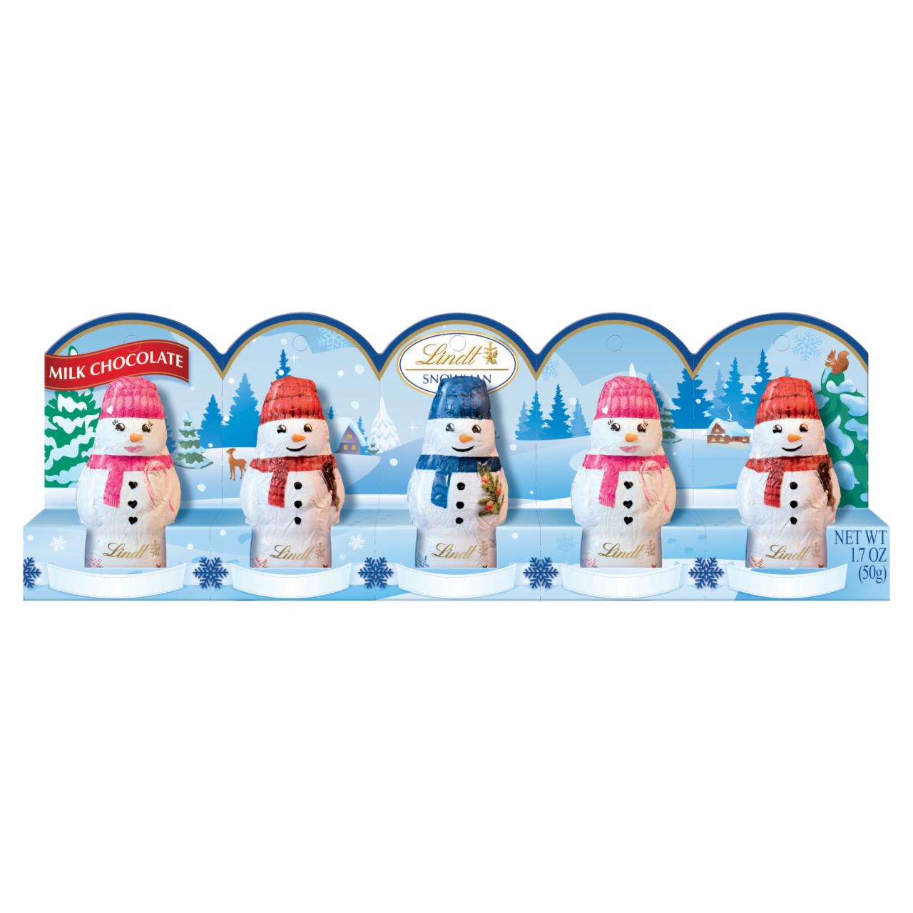 Képek - Lindt Snowman tejcsokoládé figura 5 x 10 g (50 g)