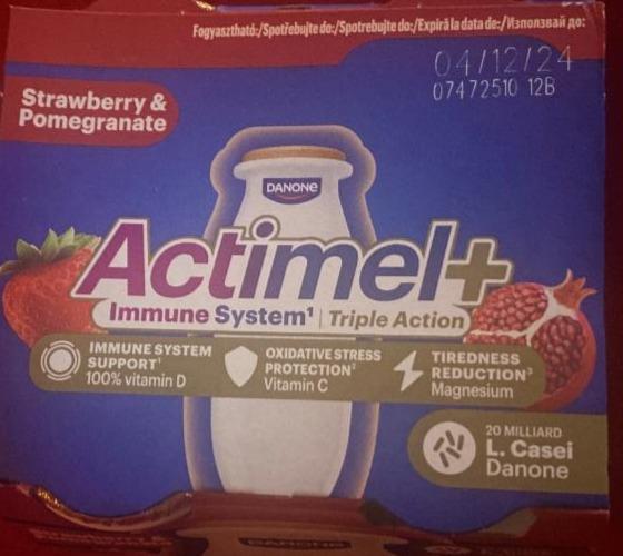 Képek - Danone Actimel+ eper- és gránátalmaízű zsírszegény joghurtalapú ital 4 x 100 g (400 g)