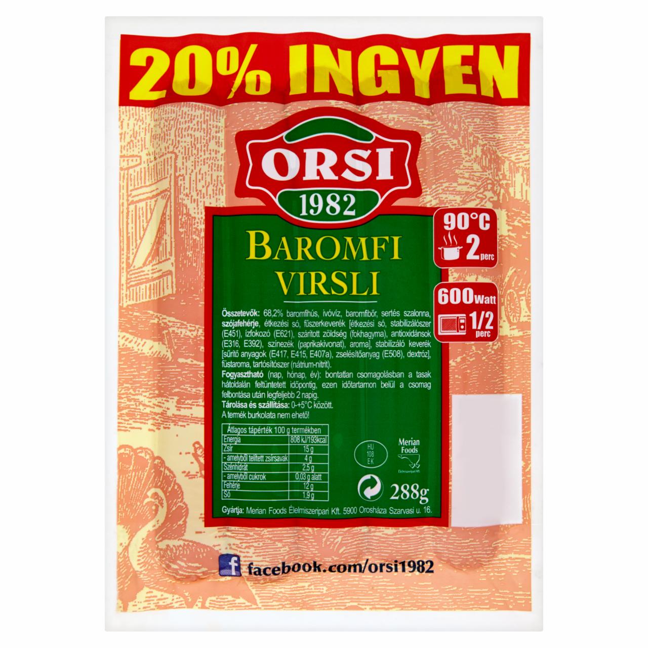 Képek - Orsi baromfi virsli 288 g