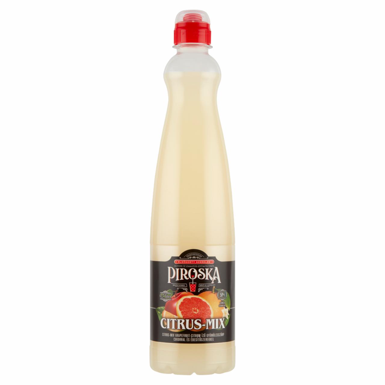 Képek - Piroska Citrus-Mix grapefruit-citrom ízű gyümölcsszörp cukorral és édesítőszerekkel 0,7 l