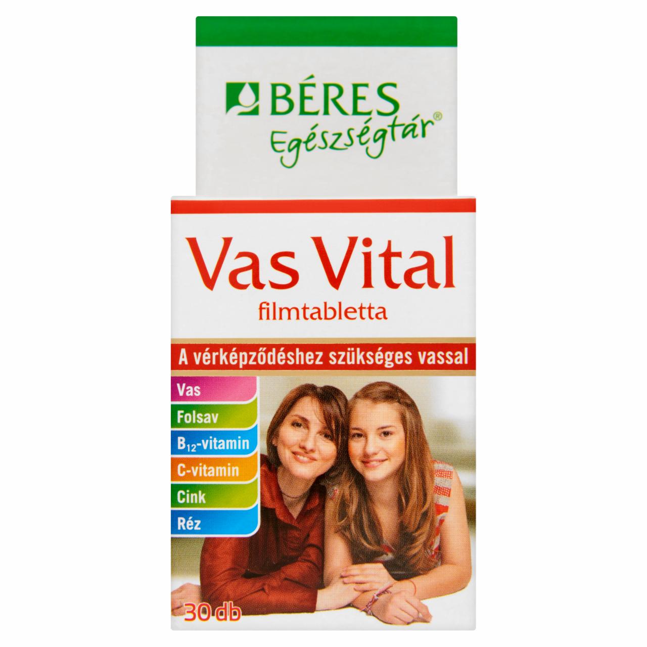 Képek - Béres Vas Vital étrend-kiegészítő filmtabletta 30 x 0,728 g (21,8 g)