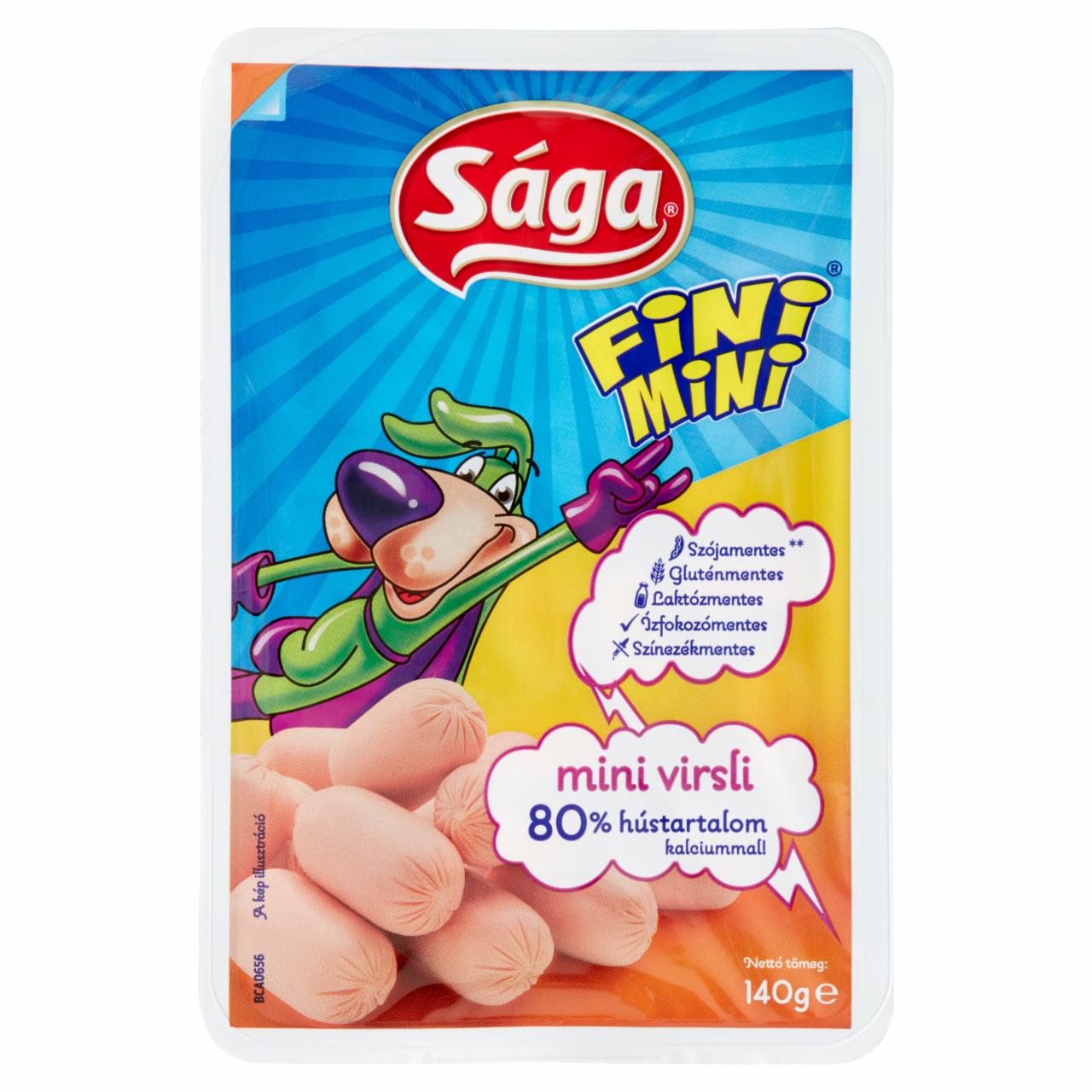 Képek - Sága Fini Mini füst ízesítésű mini virsli hozzáadott kalciummal 140 g