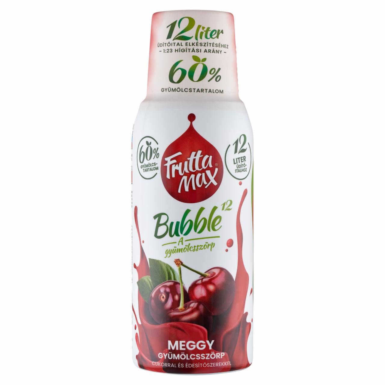 Képek - FruttaMax Bubble¹² meggy gyümölcsszörp cukorral és édesítőszerekkel 500 ml