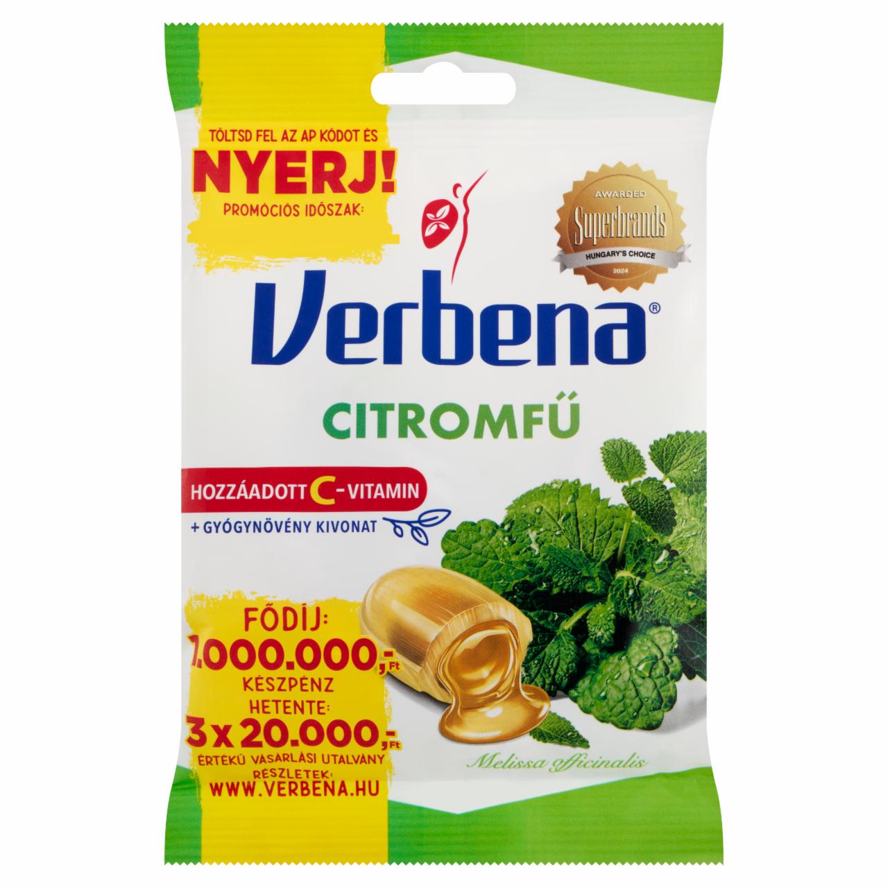 Képek - Verbena töltött keménycukorka citromfű kivonattal és C-vitaminnal 60 g