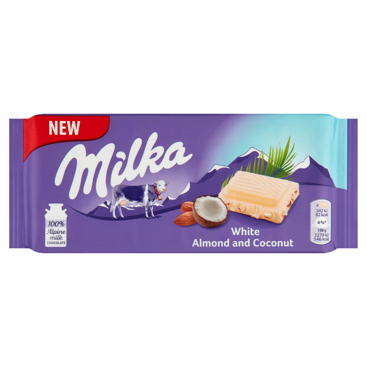 Képek - Milka kókuszos fehércsokoládé manduladarabokkal 90 g