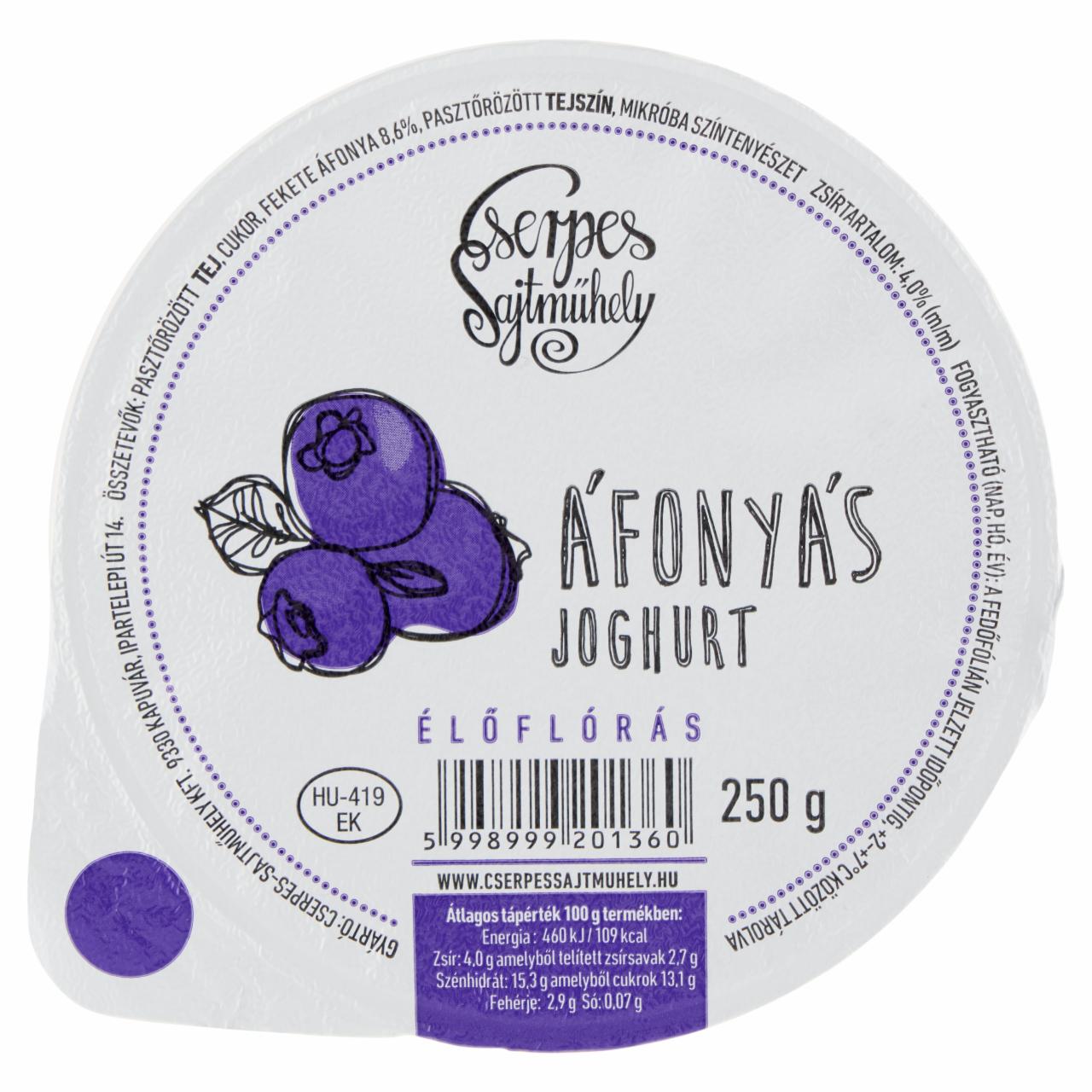 Képek - Cserpes Sajtműhely áfonyás élőflórás joghurt 250 g