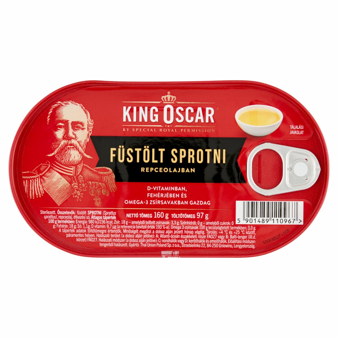 Képek - King Oscar füstölt sprotni repceolajban 160 g