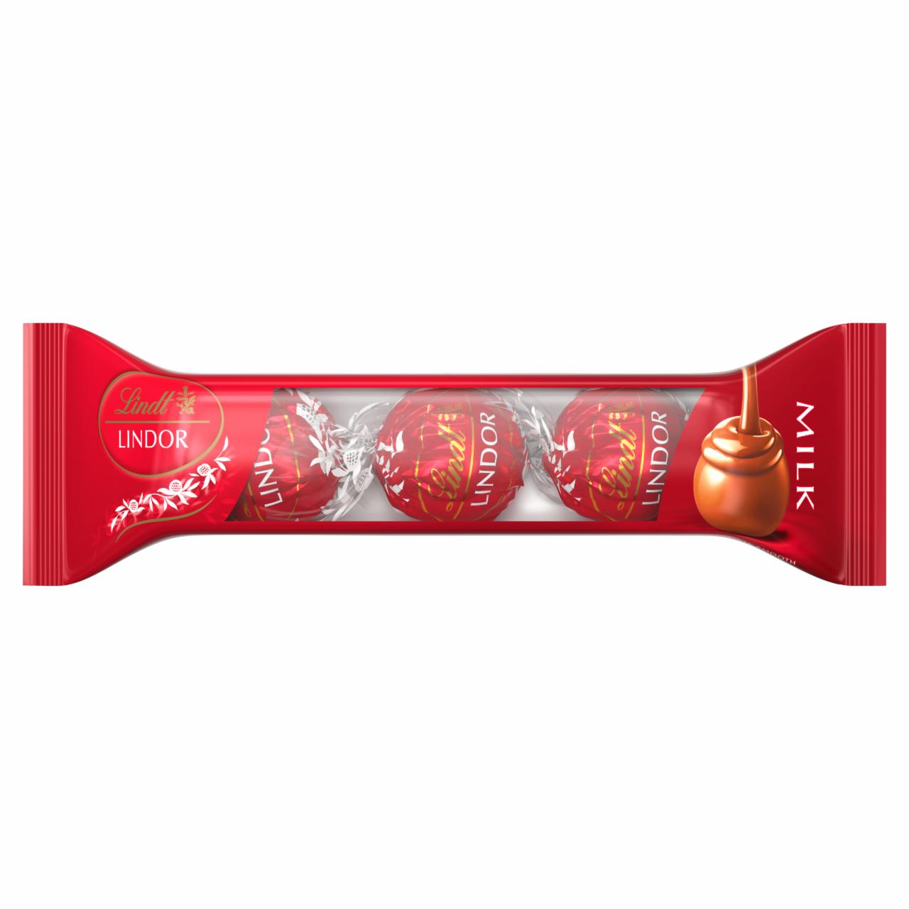 Képek - Lindt Lindor tejcsokoládé praliné lágyan olvadó töltelékkel 3 db 37 g