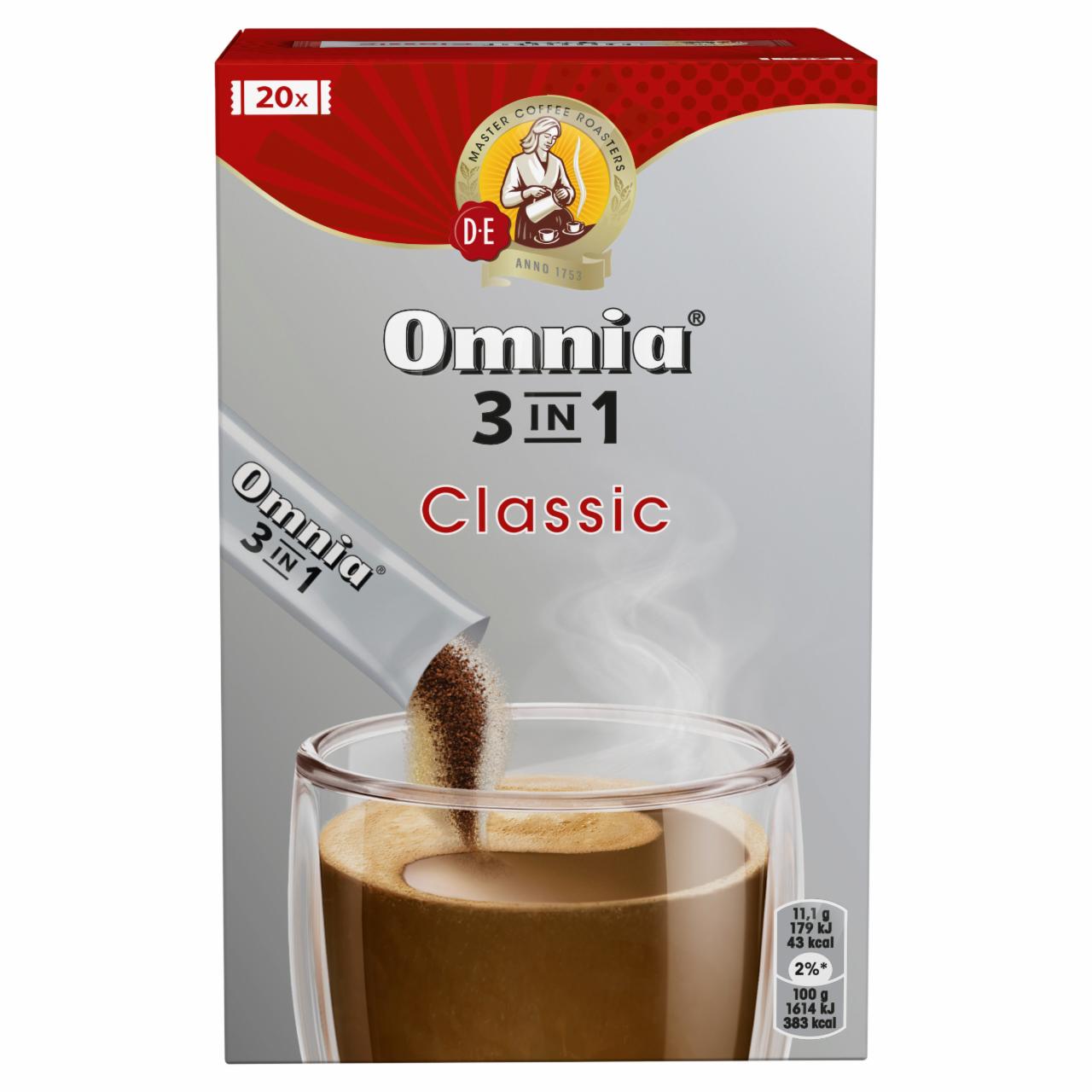 Képek - Douwe Egberts Omnia 3in1 Classic kávéitalpor kávéfehérítővel cukorral 20 x 11,1 g (222 g)