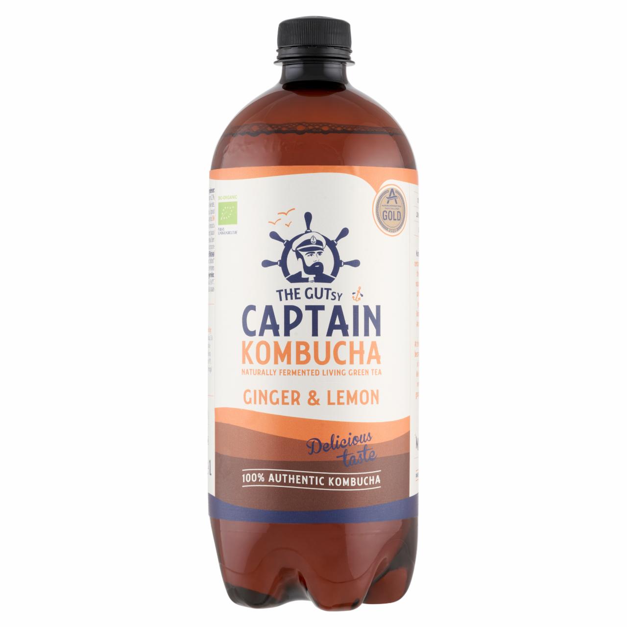 Képek - The Gutsy Captain Kombucha gyömbér-citromos bio enyhén szénsavas fermentált zöld tea ital 1 l 