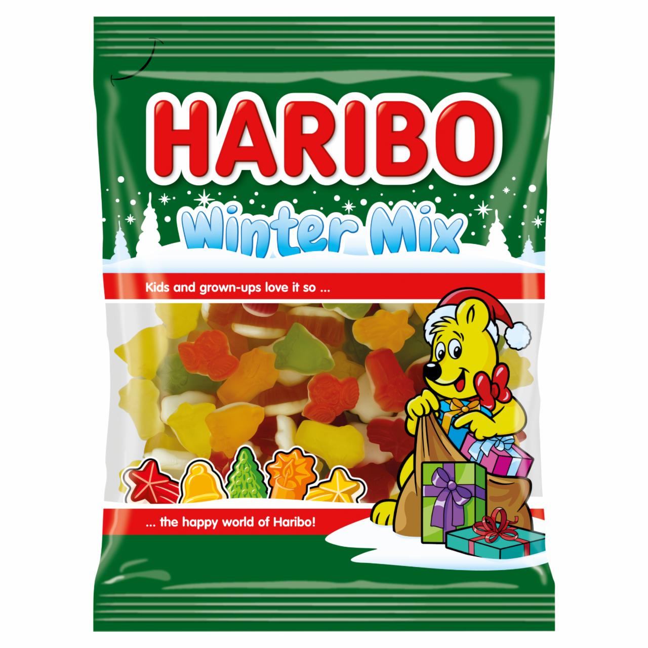 Képek - Haribo Winter Mix gyümölcsízű gumicukorka habosított gumicukorka réteggel 175 g