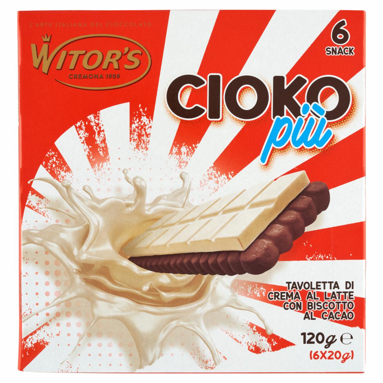 Képek - Witor's kakaós keksz tejes krémmel 6 x 20 g (120 g)