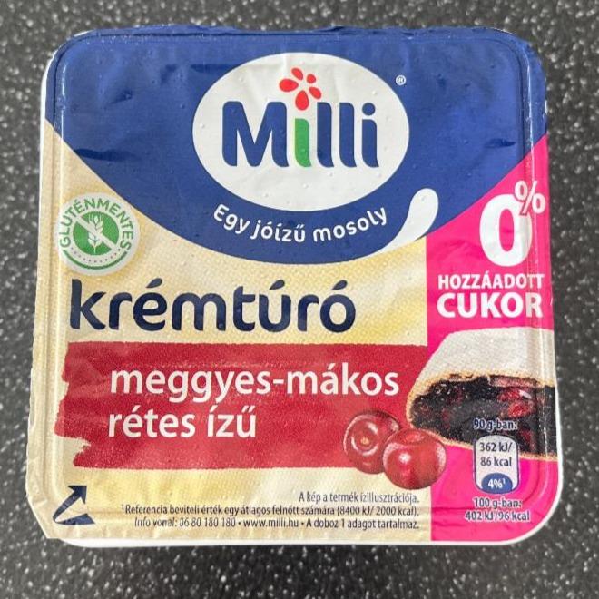 Képek - Krémtúró meggy-mákos rétes ízű 0% hozzáadott cukor Milli