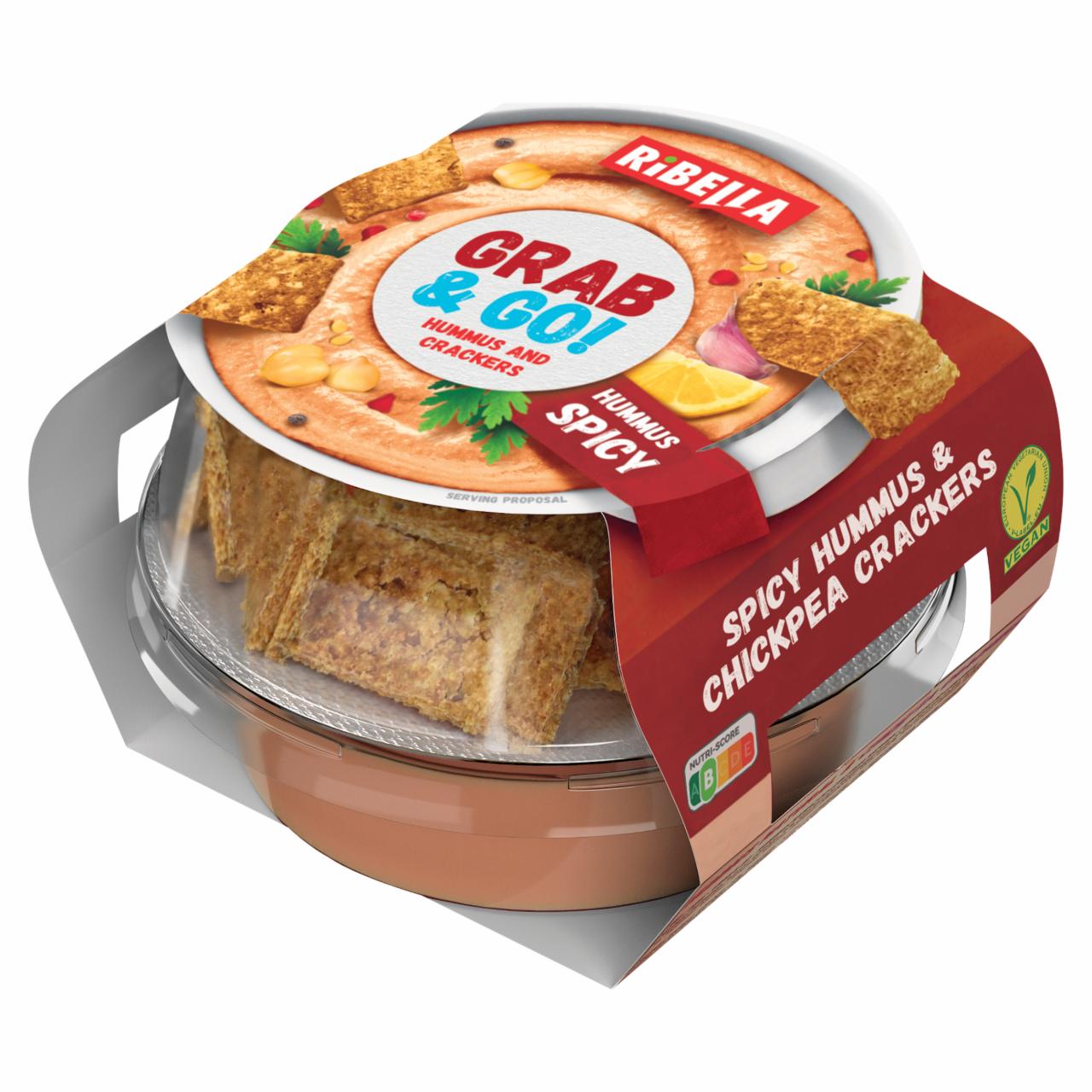 Képek - RiBella Grab & Go! Hummus pikáns csicseriborsó krém és csicseriborsókeksz 130 g