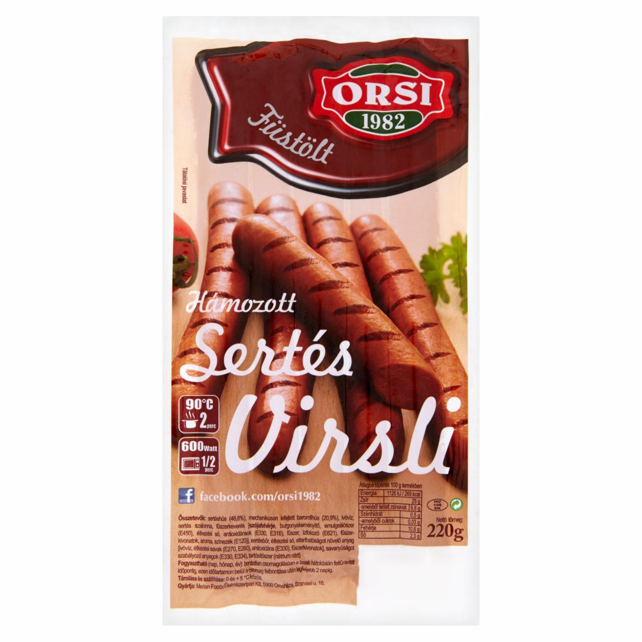 Képek - Orsi füstölt, hámozott sertés virsli 220 g