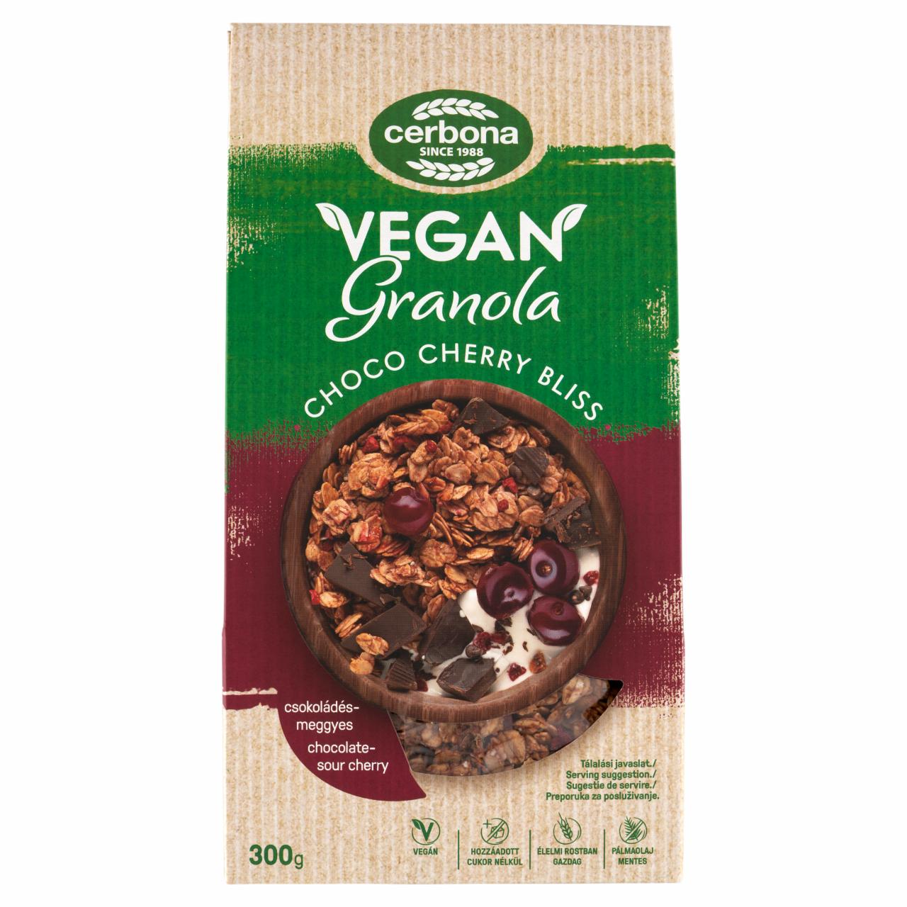 Képek - Cerbona Vegan csokoládés-meggyes granola müzli édesítőszerrel 300 g