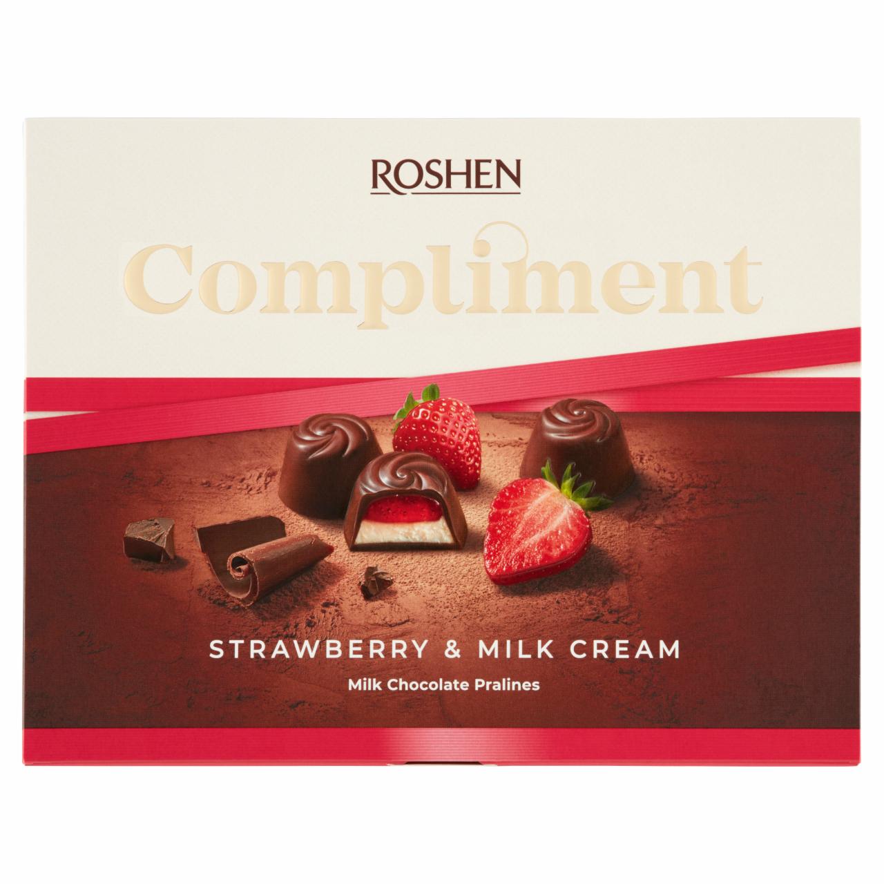 Képek - Roshen Compliment eperkrémes és tejkrémes tejcsokoládé praliné 123 g