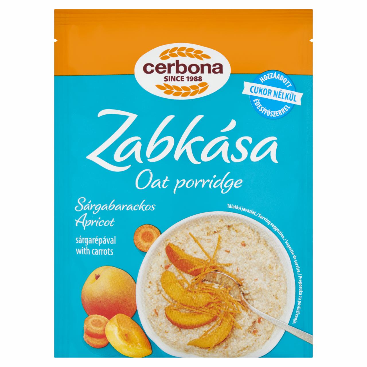 Képek - Cerbona sárgabarackos zabkása cukor hozzáadása nélkül, édesítőszerrel 50 g