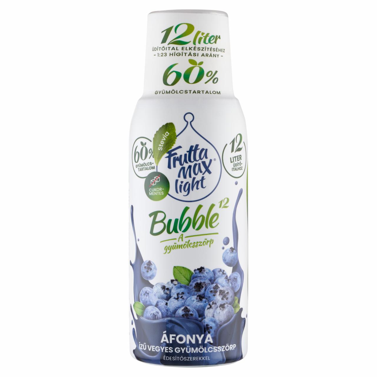 Képek - FruttaMax Light Bubble¹² áfonya ízű vegyes gyümölcsszörp édesítőszerekkel 500 ml