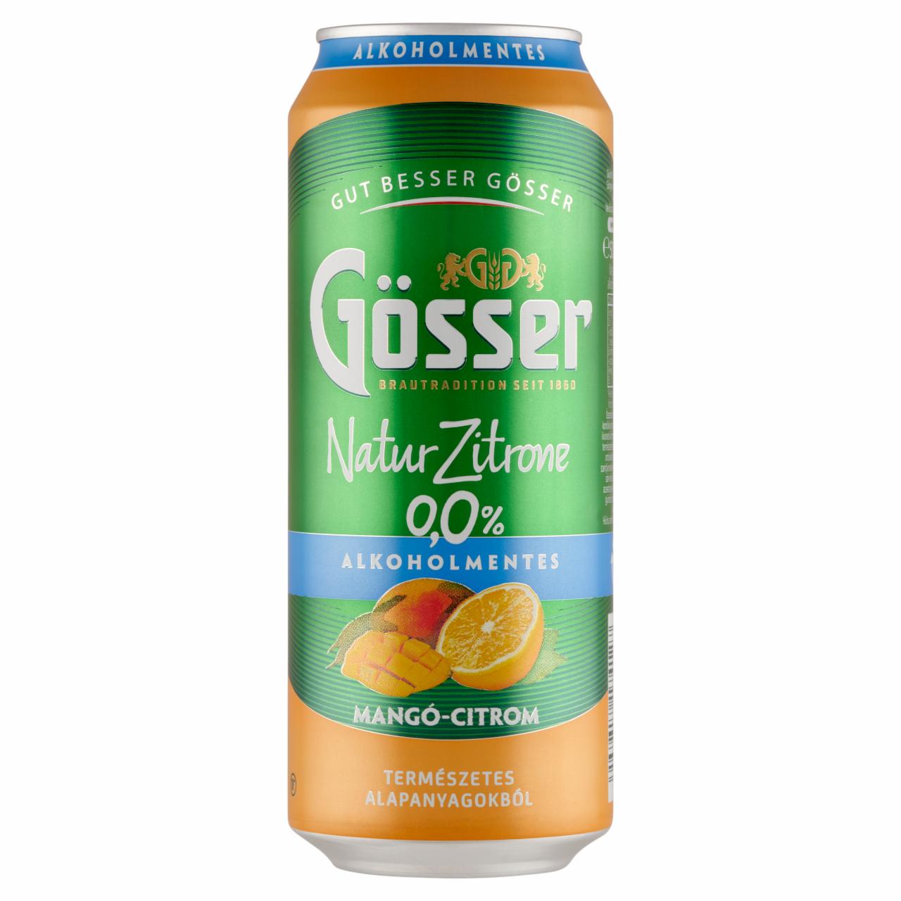 Képek - Gösser Natur Zitrone mangó-citrom ízű alkoholmentes sörital 0,0% 500 ml