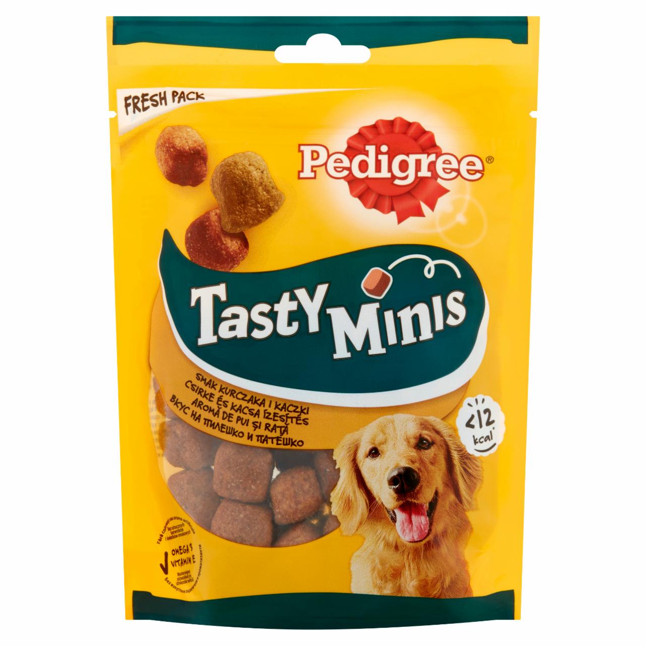 Képek - Pedigree Tasty Minis kiegészítő állateledel felnőtt kutyák számara csirke és kacsa ízesítéssel 130 g