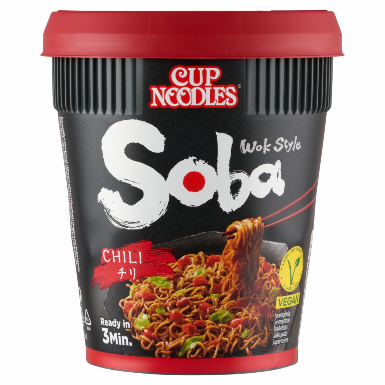 Képek - Nissin Cup Noodles Soba instant tészta búzalisztből chili ízesítő szósszal 92 g