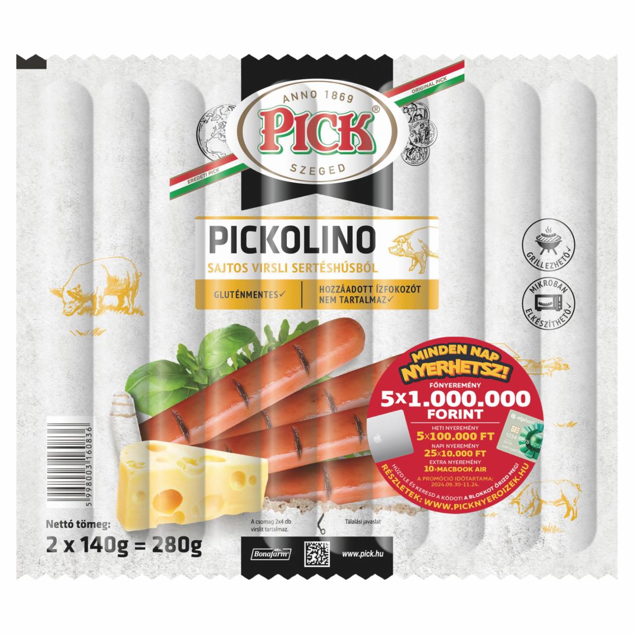 Képek - PICK Pickolino sajtos virsli sertéshúsból 2 x 140 g (280 g)